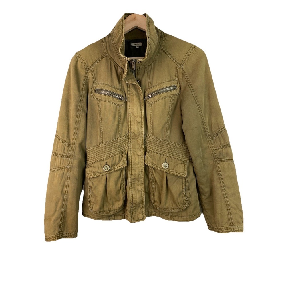 Sashimi Jacket Womens Medium Olive Canvas Military Cargo Long Sleeve Pockets EUC